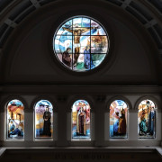 Stained glass window by Vivienne Haig, St. Patrick’s Catholic Church, Soho, London
